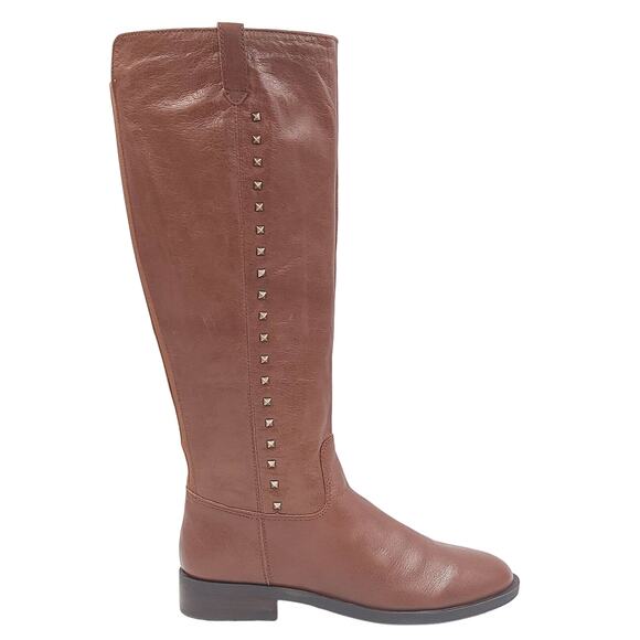 Marc Fisher Women Riding Boots Secrit Sz US 5.5M Wide Calf Cognac Brown Leather - Picture 2 of 6